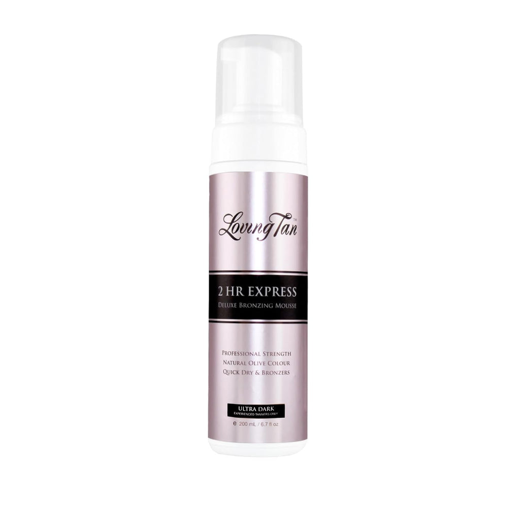 Loving Tan 2 HR Express Self Tanning Mousse, Ultra Dark - Streak Free, Natural, Professional Quality - 5+ Sunless Self Tanner Applications per Bottle, Cruelty Free, Naturally Derived DHA - 6.7 FL Oz