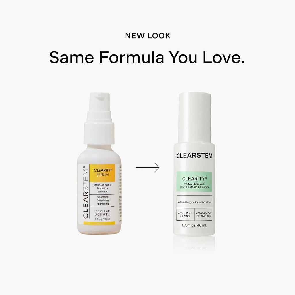 CLEARSTEM - CLEARITY The Blackhead Dissolver Mandelic Acid Serum - Vitamin C, Turmeric, Collagen Boost - All Skin Types - Facial Skin Care Products - Gluten Free, Cruelty Free - 1.35 Fl Oz / 40ml