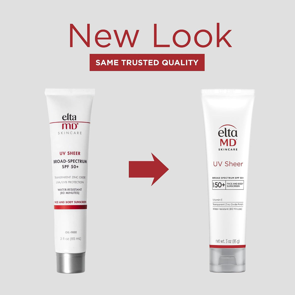 EltaMD UV Sheer Face and Body Sunscreen SPF 50+,Oil Free,No White Cast Sunscreen for Face and Body,Zinc Oxide Formula,3.0 oz Tube,(Pack of 2)