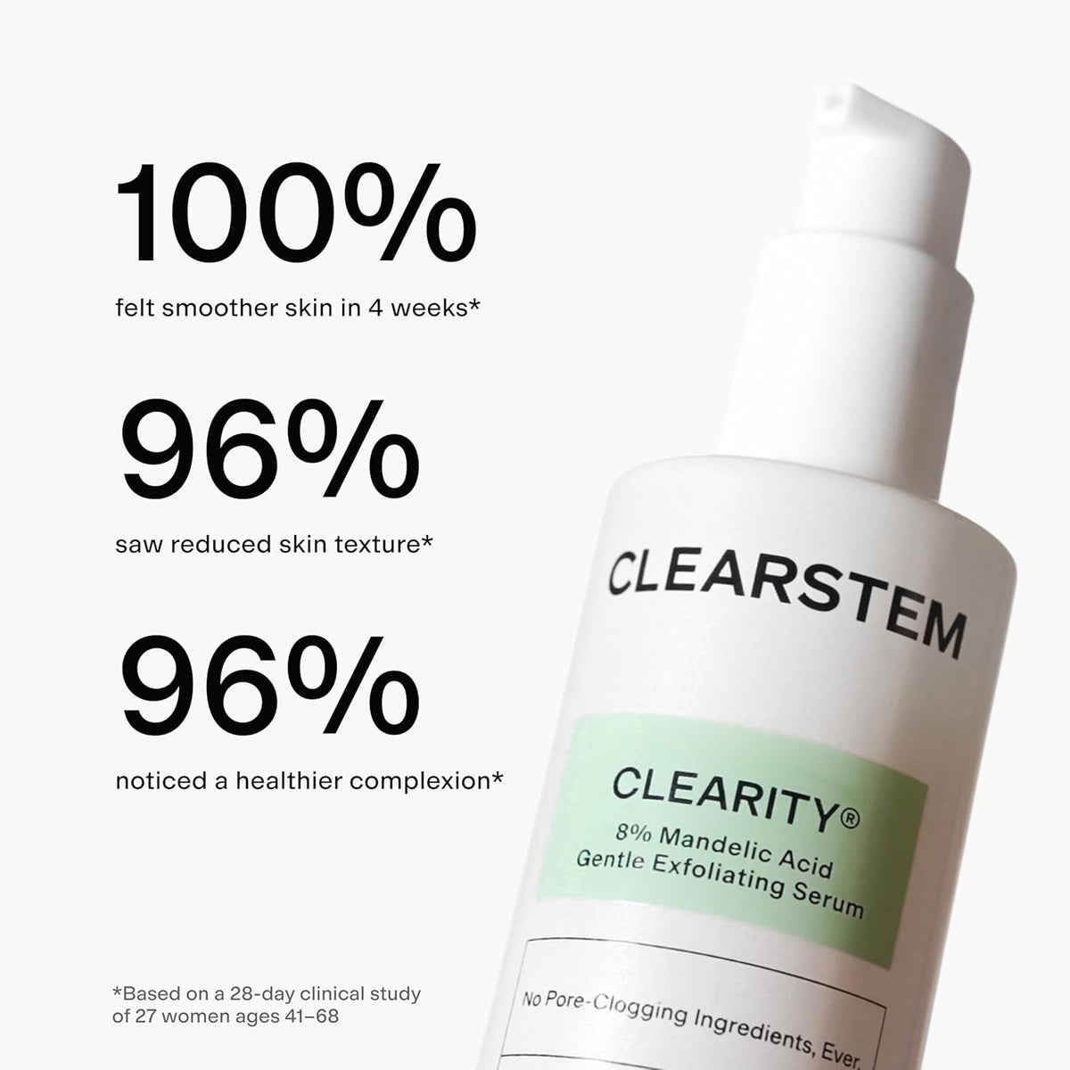 CLEARSTEM - CLEARITY The Blackhead Dissolver Mandelic Acid Serum - Vitamin C, Turmeric, Collagen Boost - All Skin Types - Facial Skin Care Products - Gluten Free, Cruelty Free - 1.35 Fl Oz / 40ml