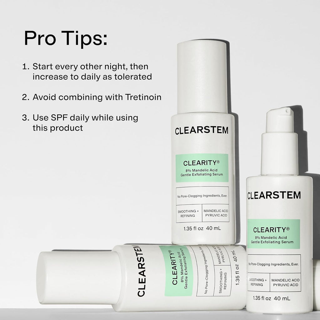 CLEARSTEM - CLEARITY The Blackhead Dissolver Mandelic Acid Serum - Vitamin C, Turmeric, Collagen Boost - All Skin Types - Facial Skin Care Products - Gluten Free, Cruelty Free - 1.35 Fl Oz / 40ml