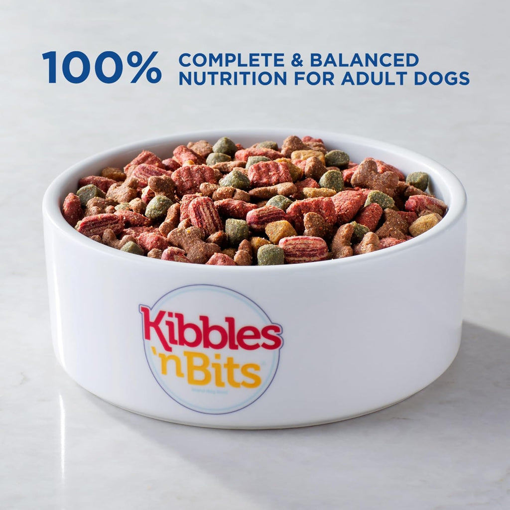 Kibbles 'n Bits Dry Dog Food, Savory Bacon & Steak Flavor for Adult Dogs 16 lb. Bag | Complete & Balanced Nutrition Formulated For Adult Dogs, Crunchy Kibbles And Chewy Meaty Bits