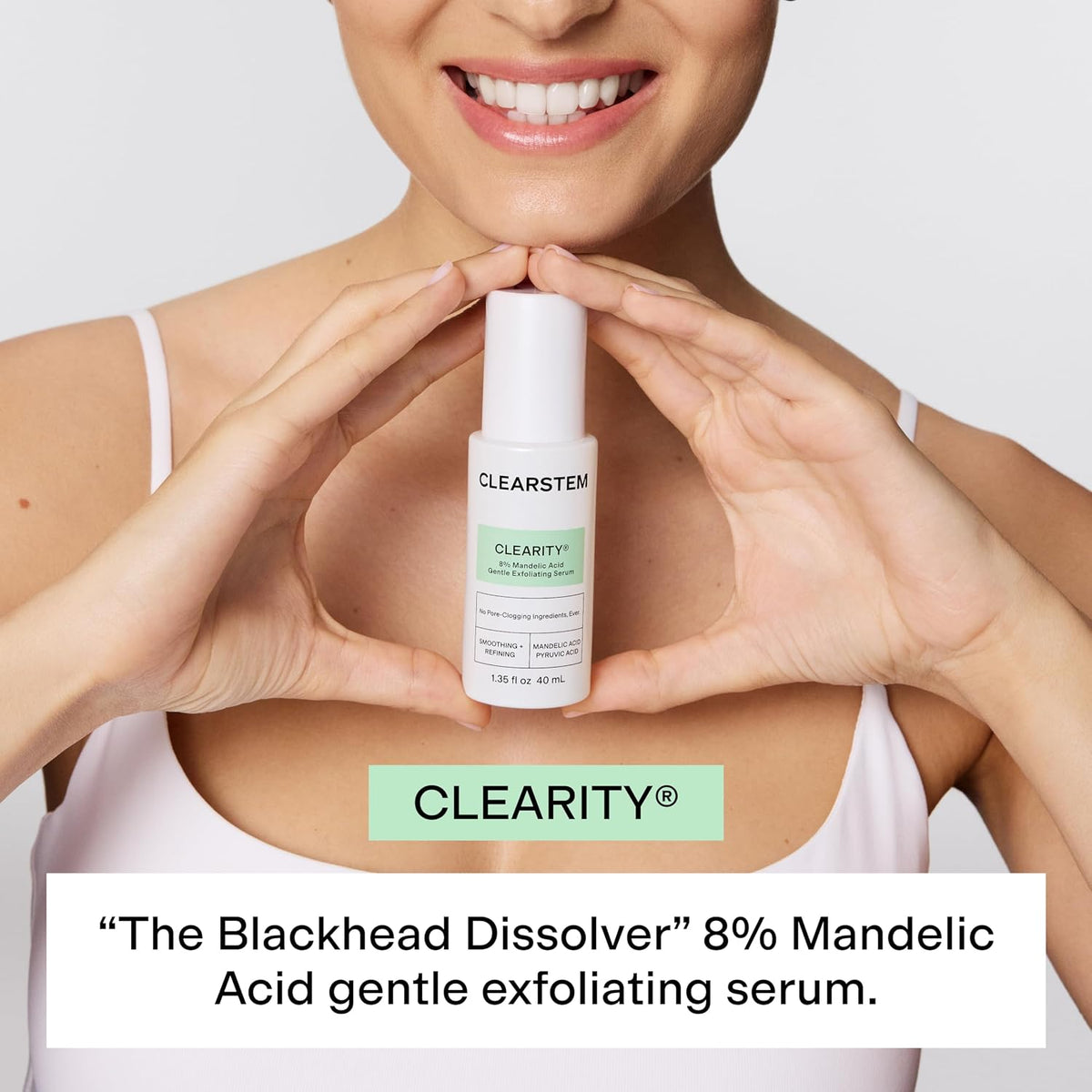 CLEARSTEM - CLEARITY The Blackhead Dissolver Mandelic Acid Serum - Vitamin C, Turmeric, Collagen Boost - All Skin Types - Facial Skin Care Products - Gluten Free, Cruelty Free - 1.35 Fl Oz / 40ml